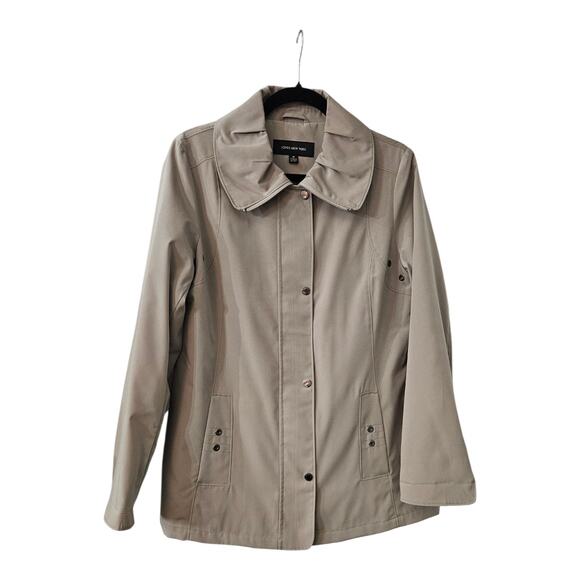 Jones New York Womens M Jacket Light Green Zip/Snap Pockets Oversized Collar - Picture 1 of 12
